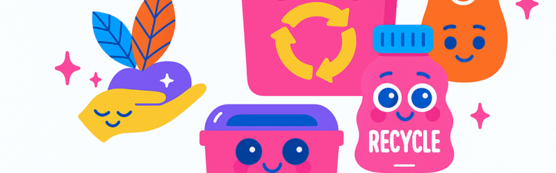 Diferentes dibujos sobre el reciclaje